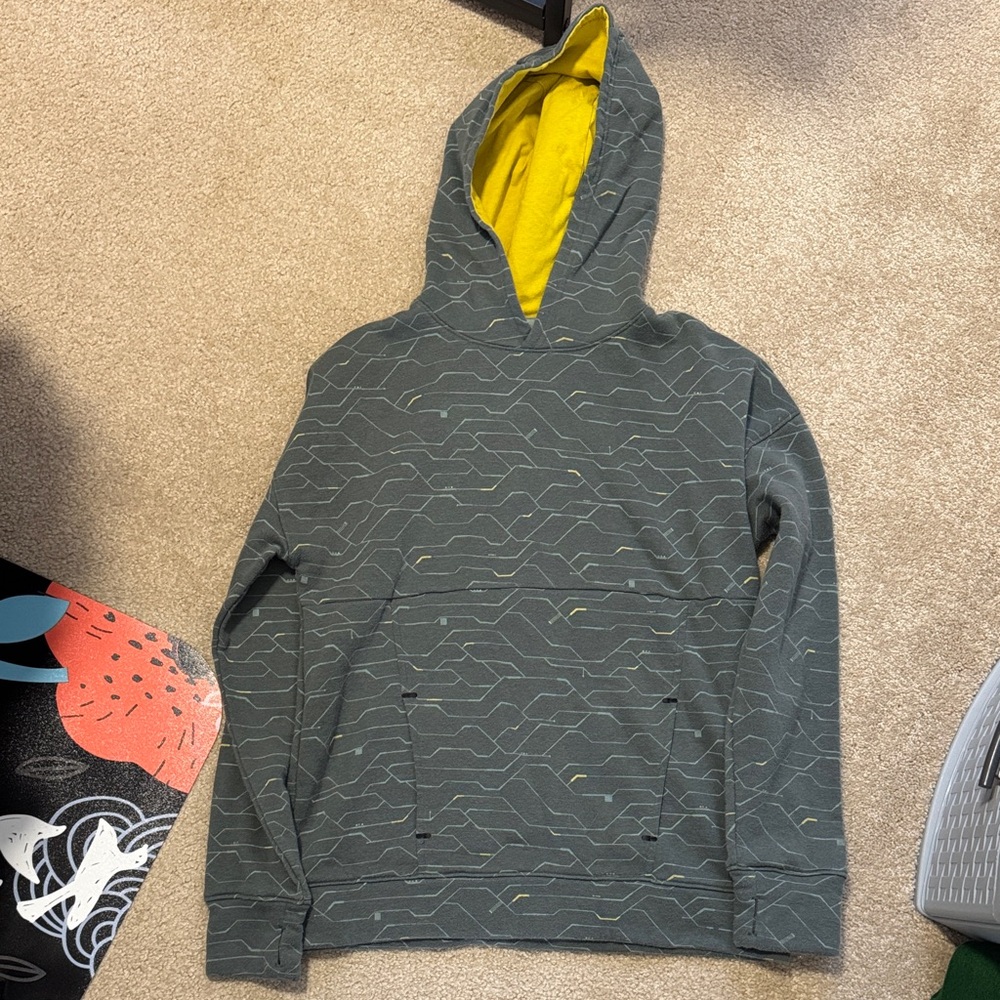 Xersion Gray Hoodie with Yellow Accents